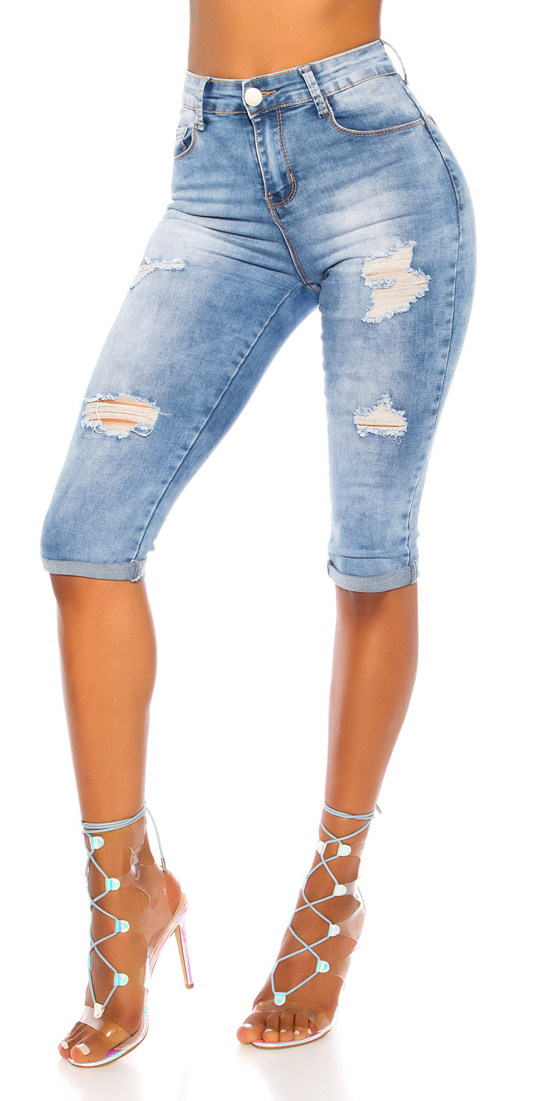 Seksowne jeansy capri z push-upem