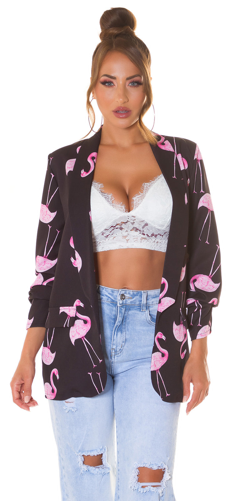 Seksowna marynarka "Flamingo" z drapowanymi rękawami