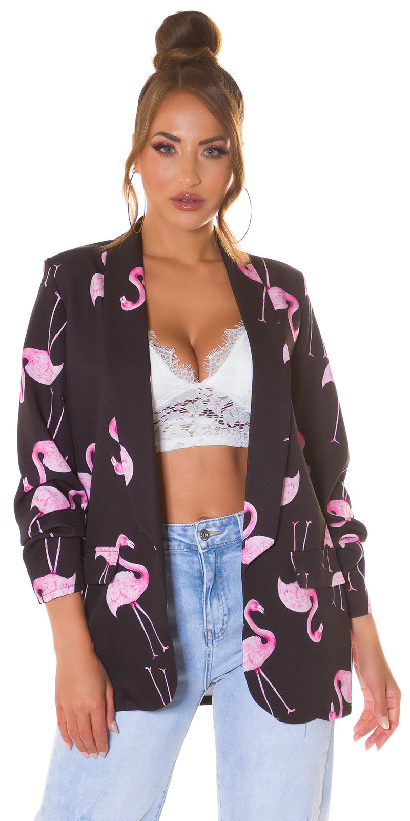 Seksowna marynarka "Flamingo" z drapowanymi rękawami