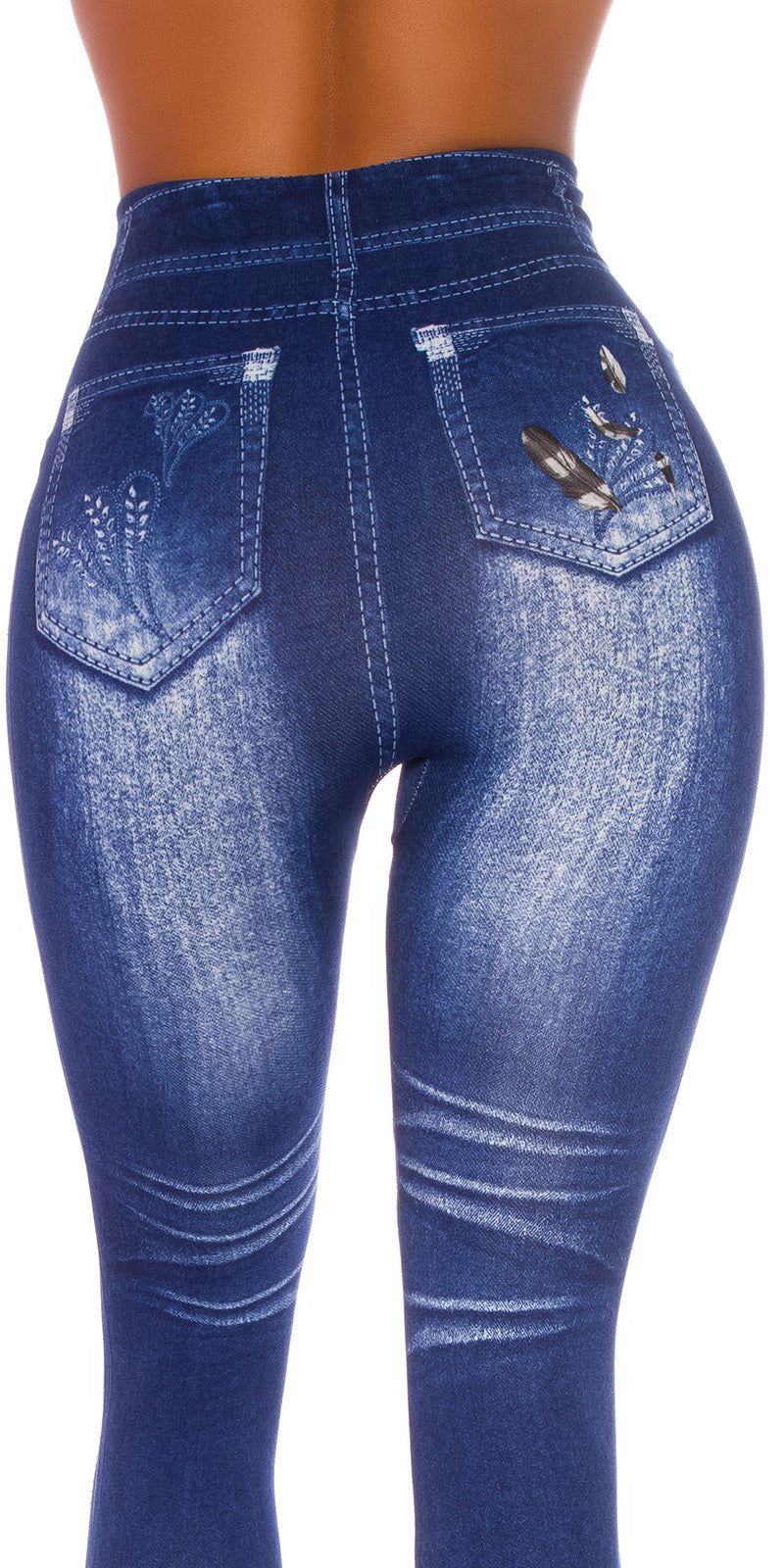 Seksowne legginsy jeansowe z wysokim stanem