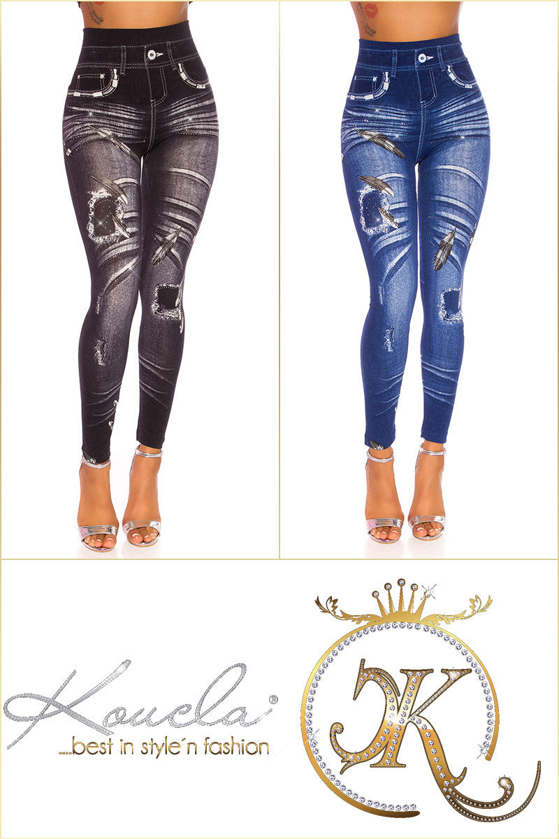 Seksowne legginsy jeansowe z wysokim stanem
