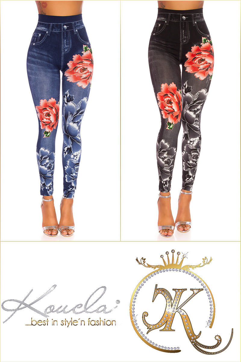 Seksowne legginsy jeansowe z wysokim stanem