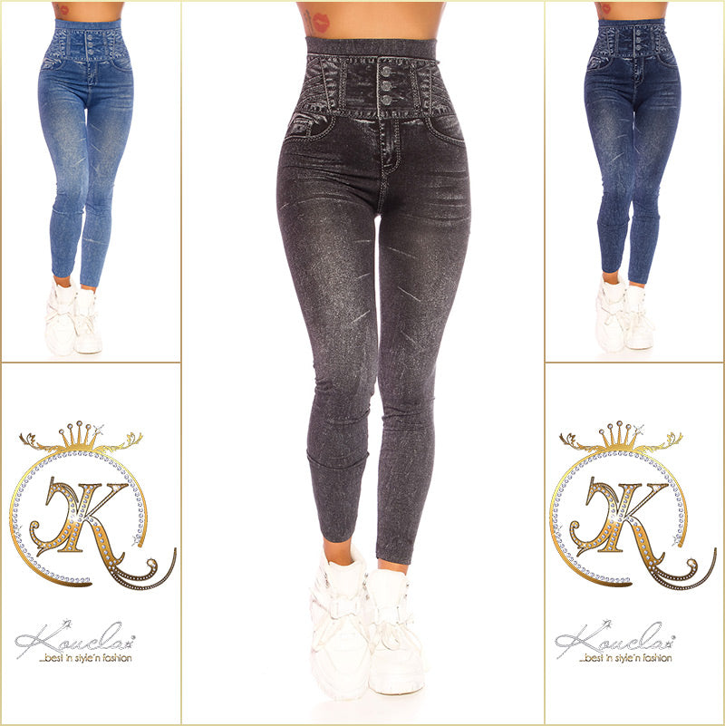 Modne legginsy jeansowe z wysokim stanem