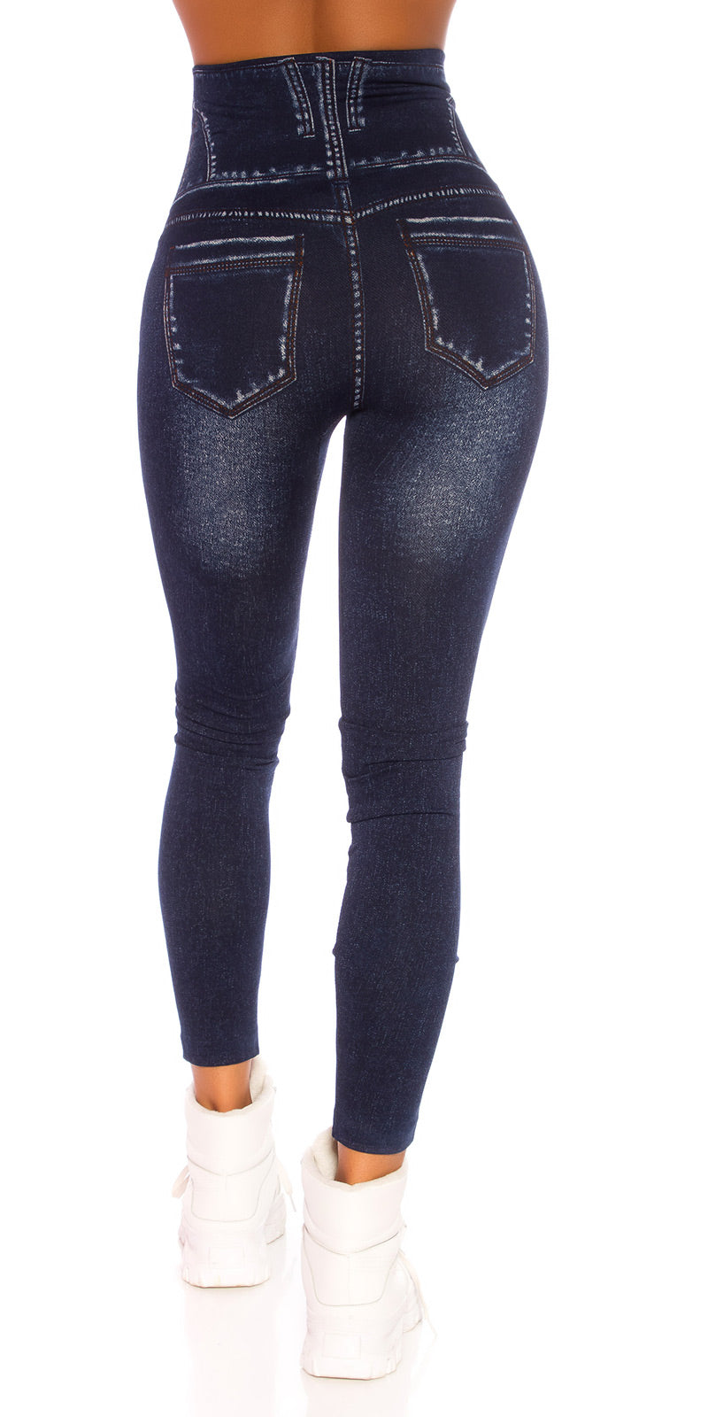 Seksowne legginsy jeansowe z wysokim stanem