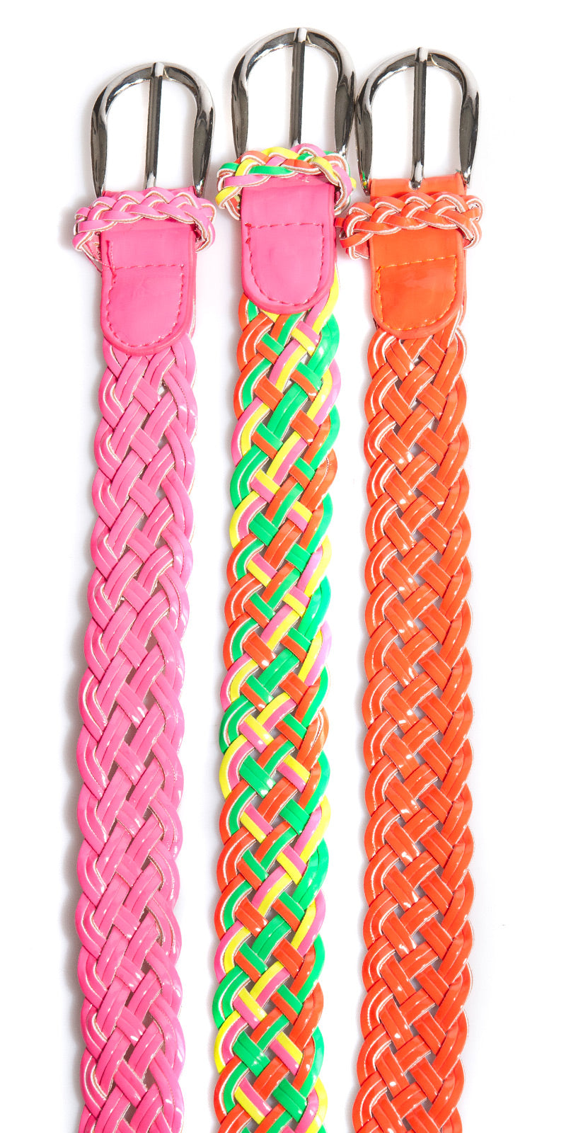 Modny pleciony pasek w neonowych kolorach