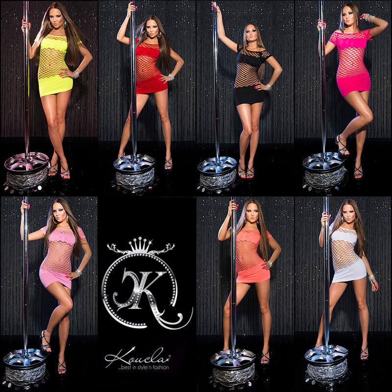 Seksowna sukienka GoGo-netminidress w neonowym kolorze