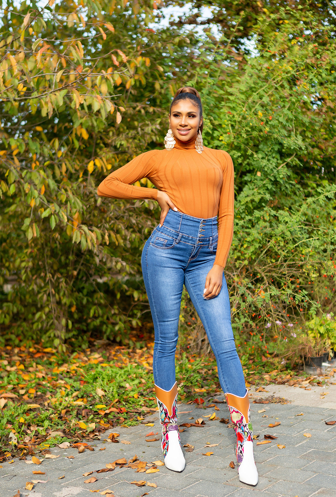 Seksowne jeansy skinny z super wysoką talią