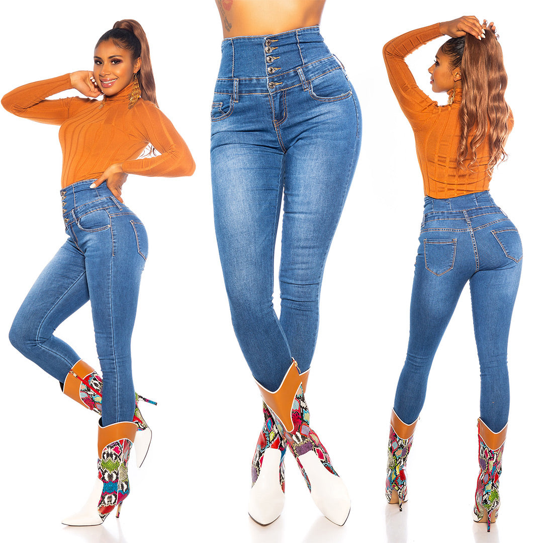 Seksowne jeansy skinny z super wysoką talią