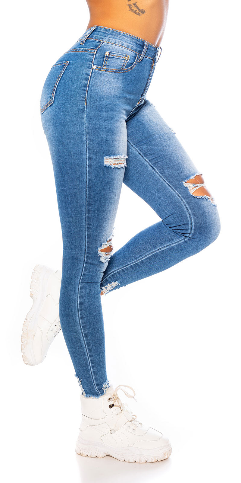 Seksowne jeansy skinny z wysokim stanem