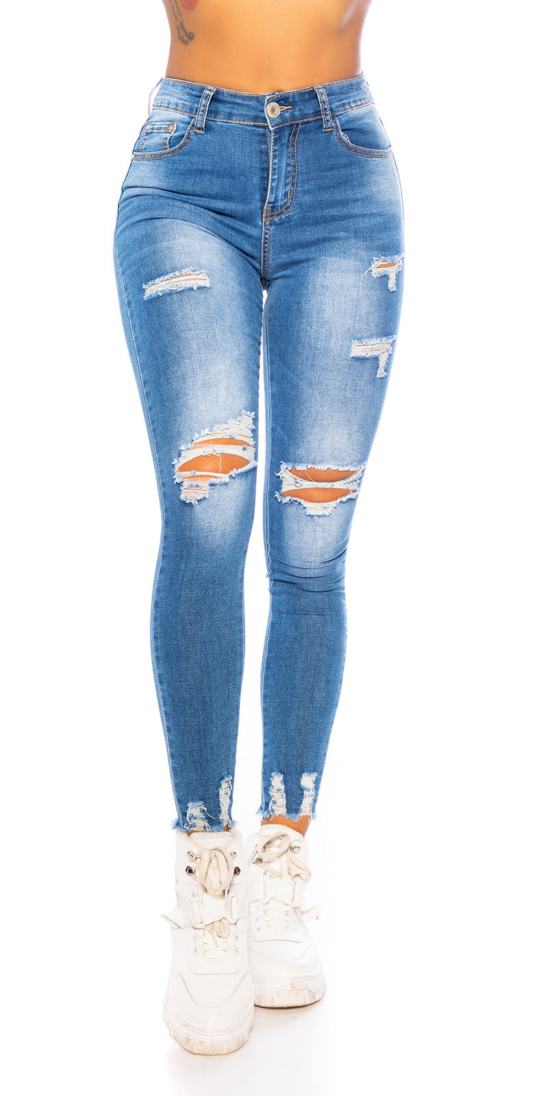 Seksowne jeansy skinny z wysokim stanem
