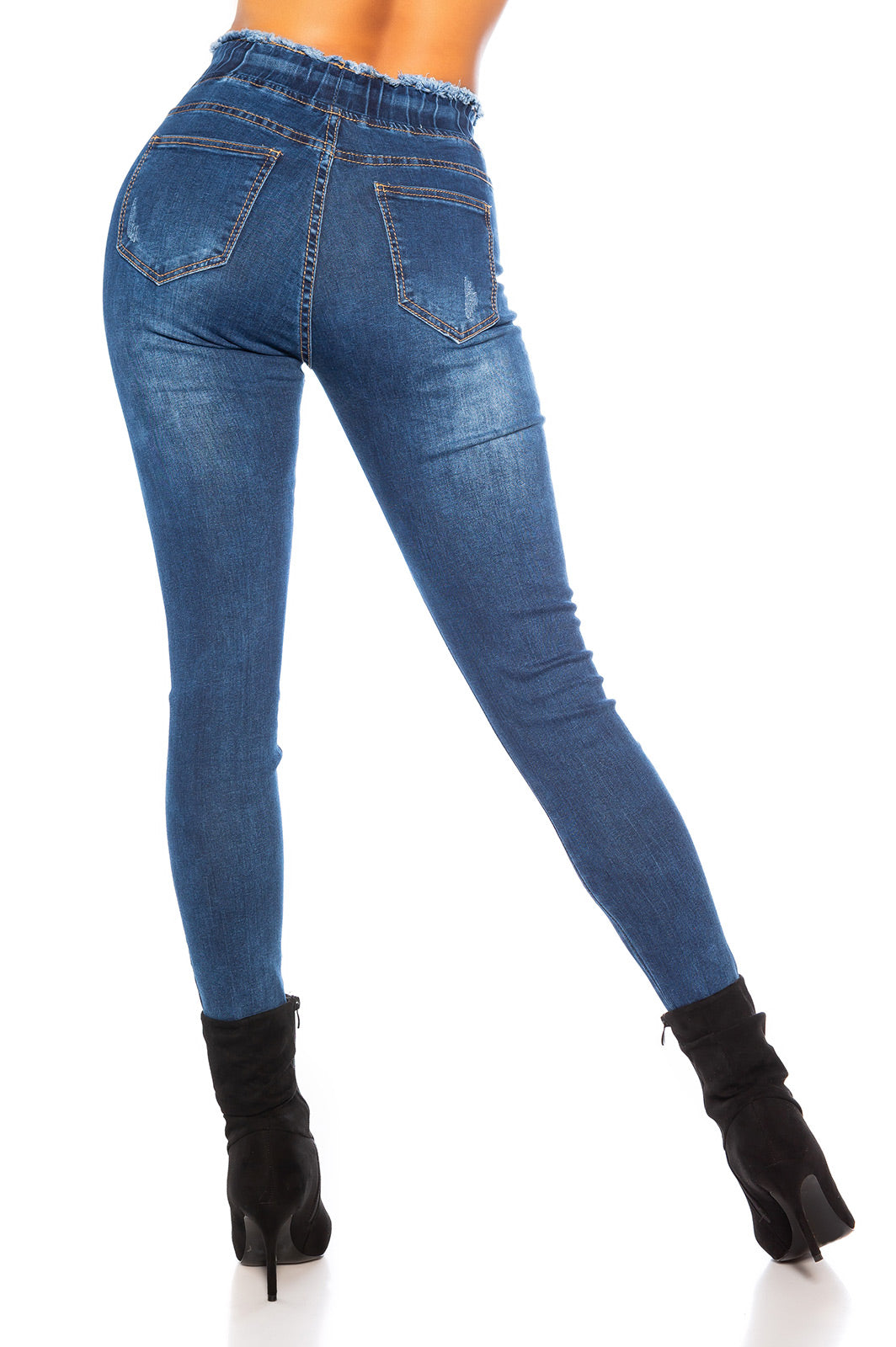Modne jeansy ze sznurkiem w stylu casual