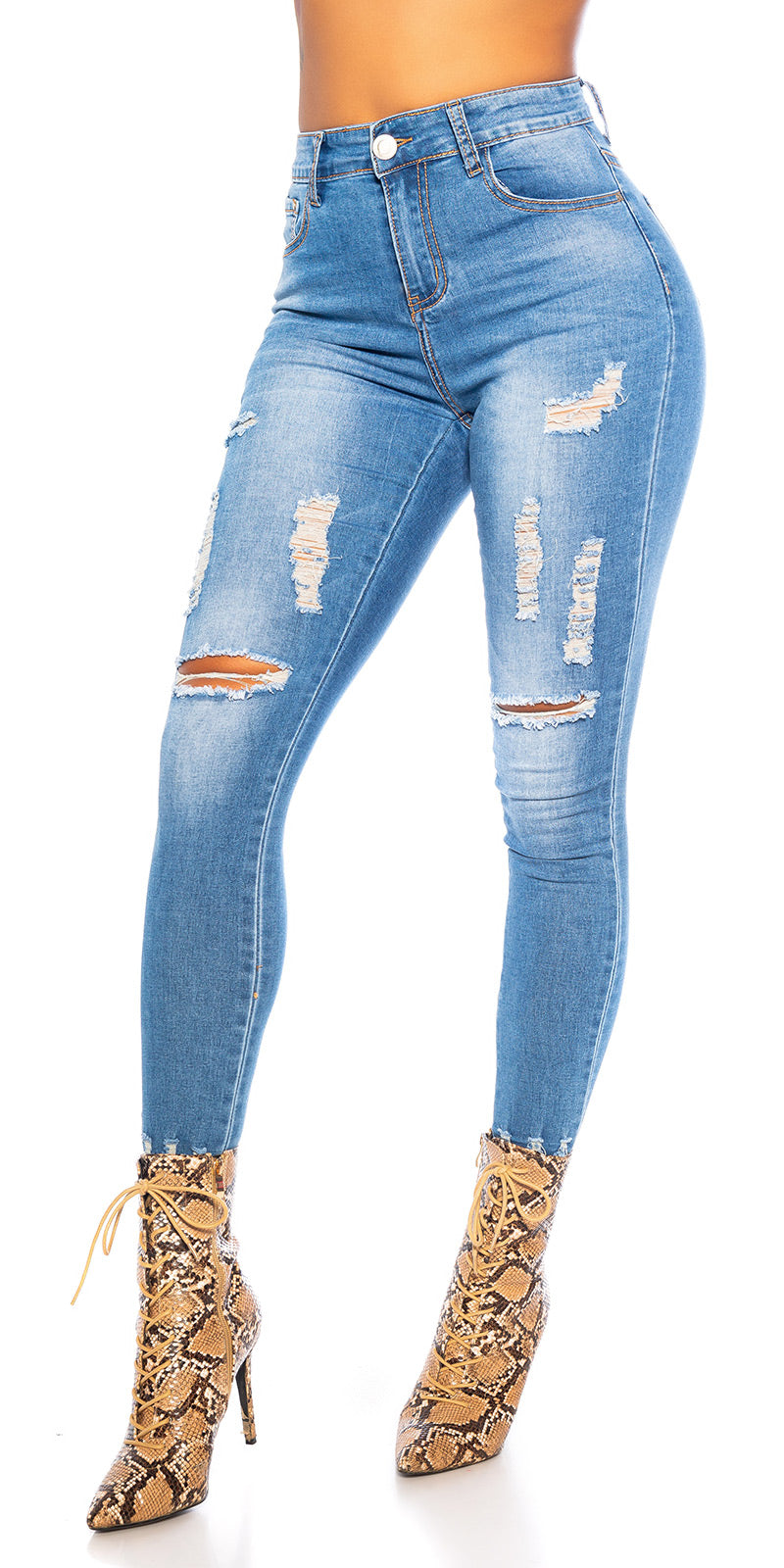 Sexy Skinny Highwaist Jeans Used-Look