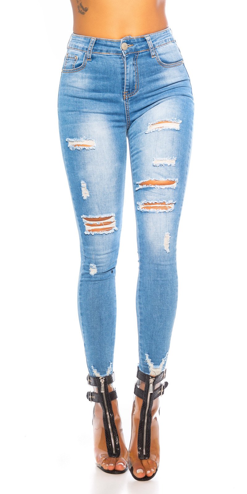 Seksowne jeansy Skinny Used Look
