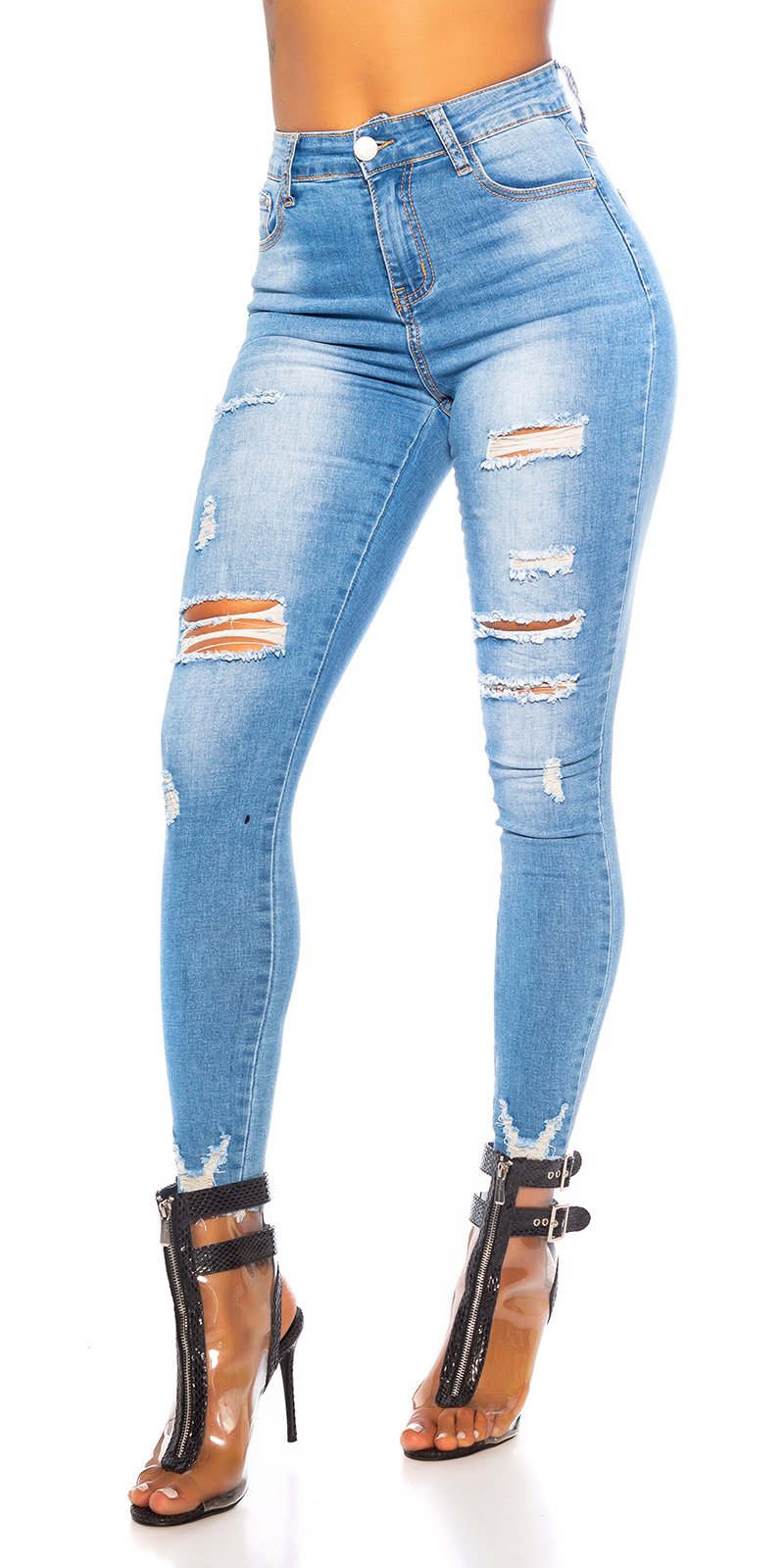Seksowne jeansy Skinny Used Look