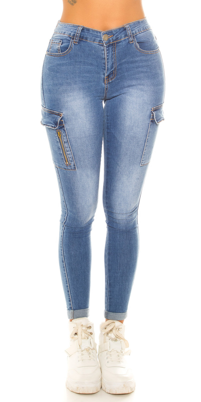 Sexy Push-Up CargoJeans z bocznymi kieszeniami