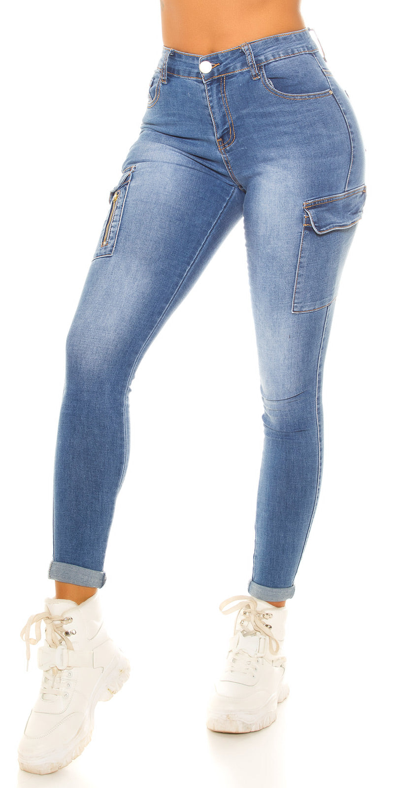 Sexy Push-Up CargoJeans z bocznymi kieszeniami