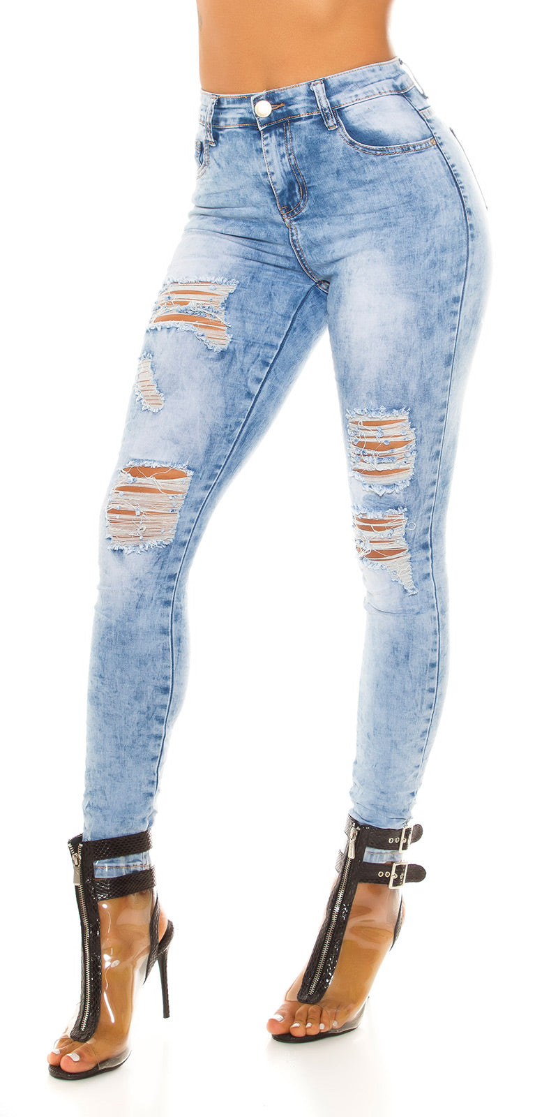 Seksowne jeansy Skinny Used Look