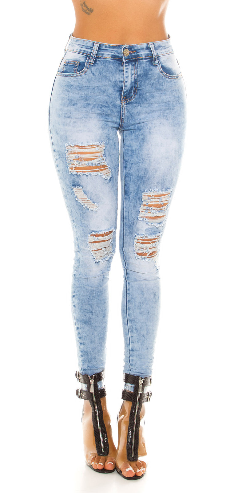Seksowne jeansy Skinny Used Look
