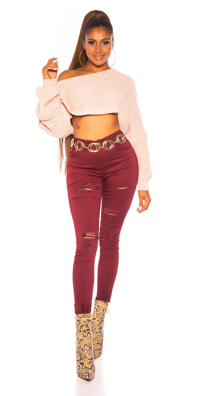 Seksowne jeansy skinny z przetarciami