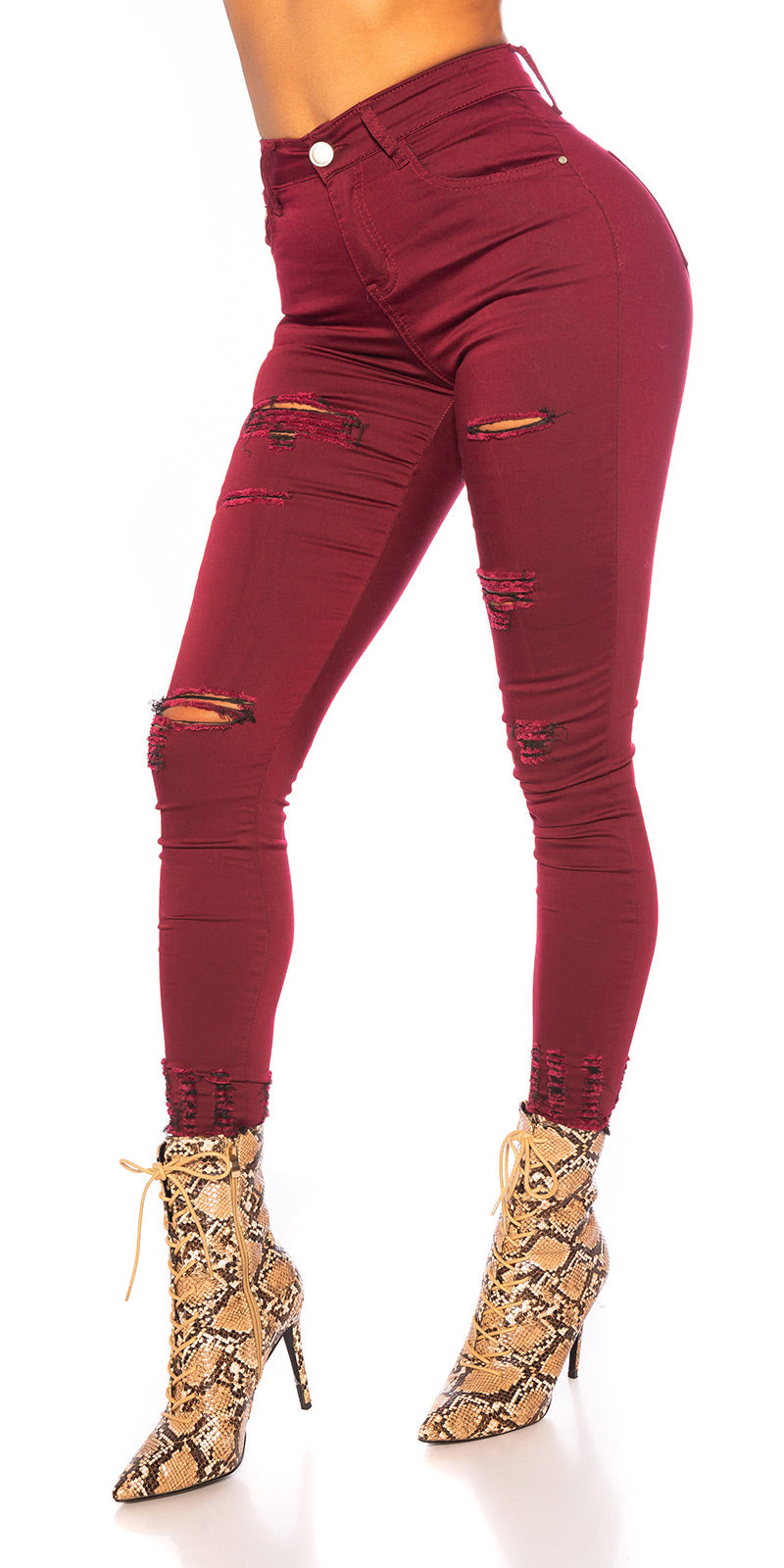 Seksowne jeansy skinny z przetarciami