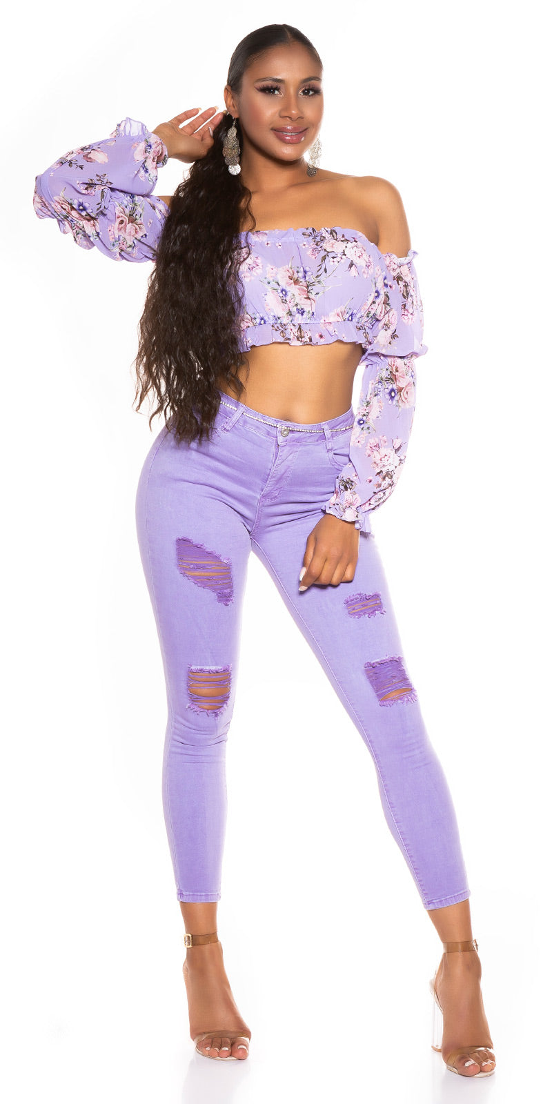 Seksowne jeansy super skinny z wysokim stanem