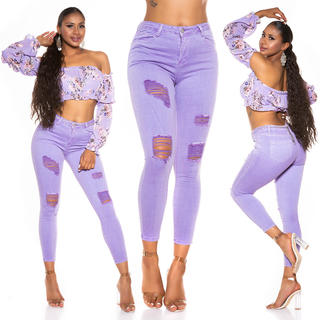 Seksowne jeansy super skinny z wysokim stanem