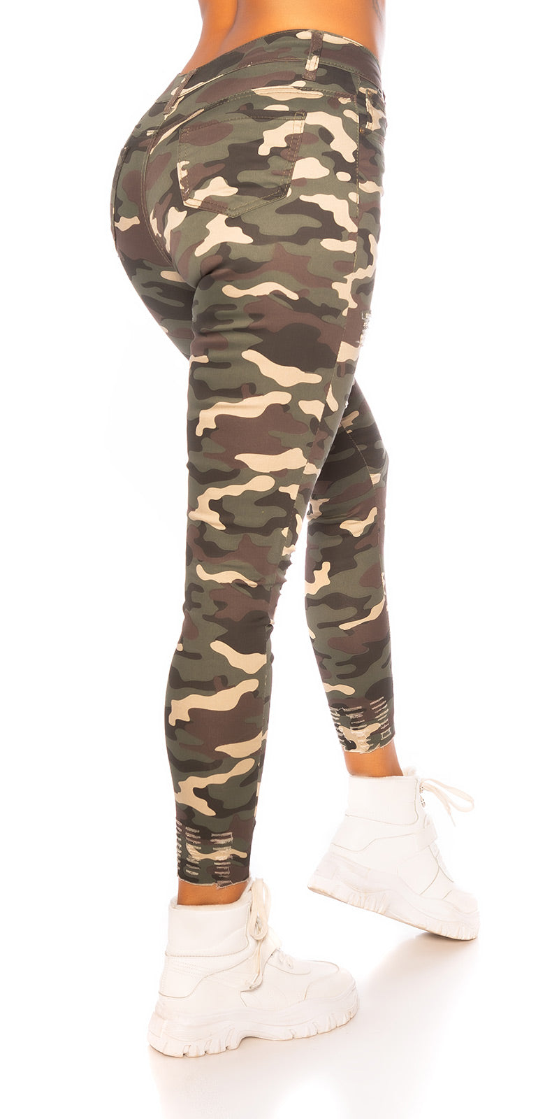 Seksowne jeansy skinny w kamuflażu