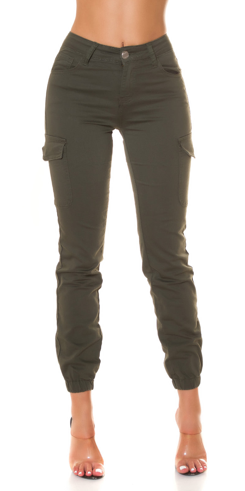 Seksowne spodnie Cargo Jeans z wysokim stanem