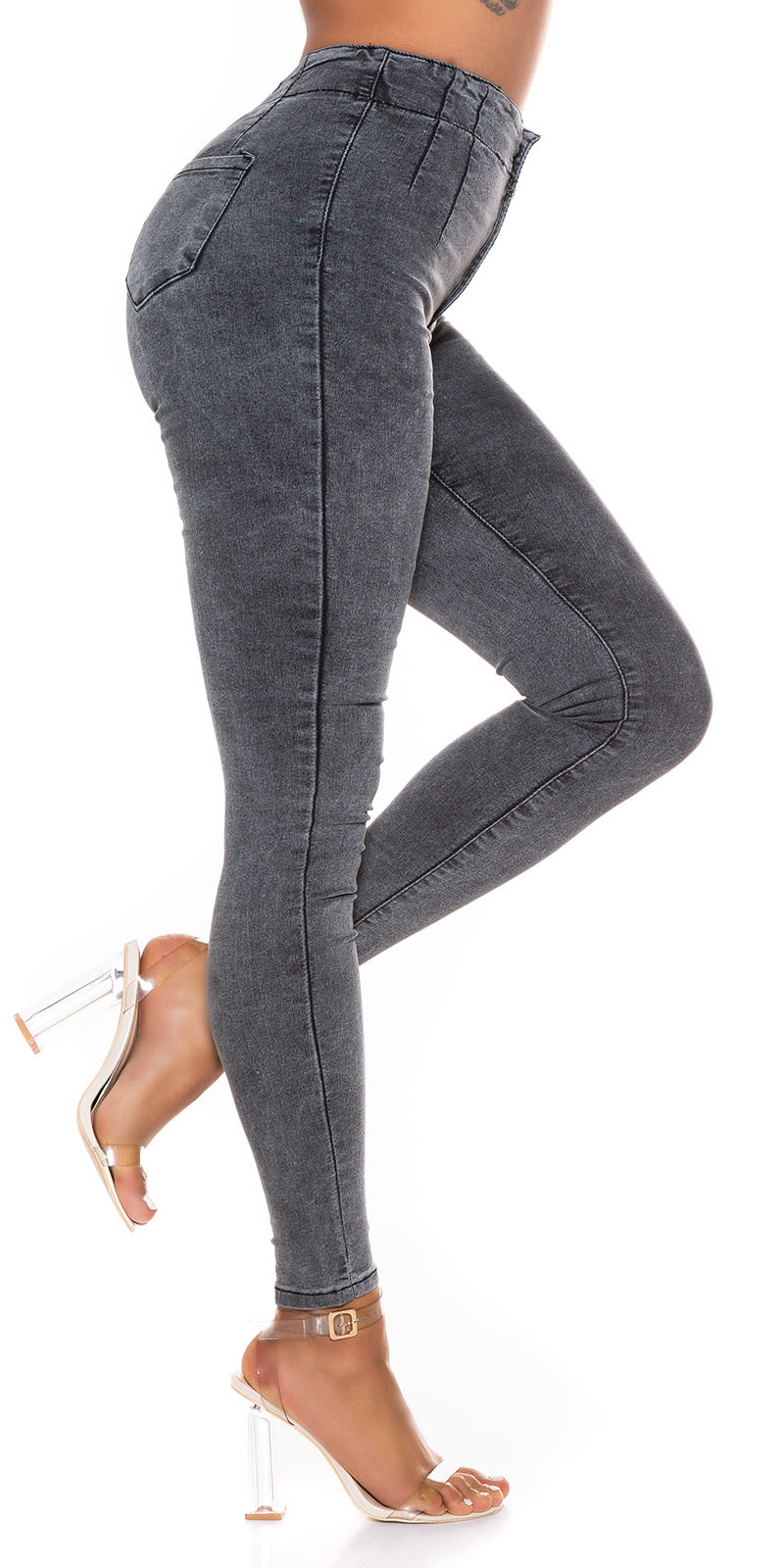 Seksowne podstawowe jeansy skinny z wysokim stanem