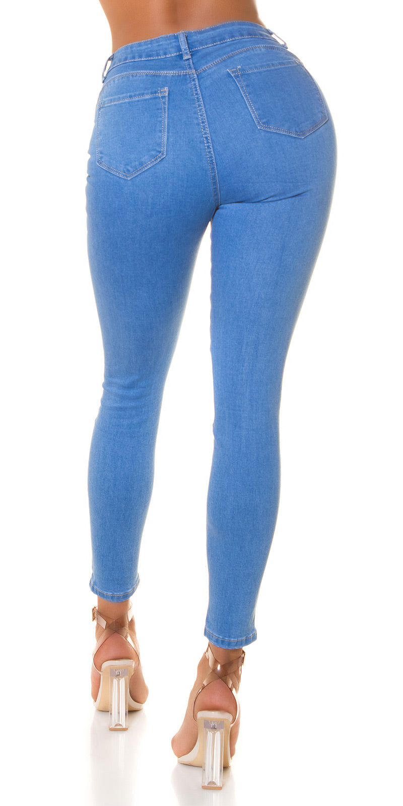 Seksowne jeansy skinny z wysokim stanem i efektem push up