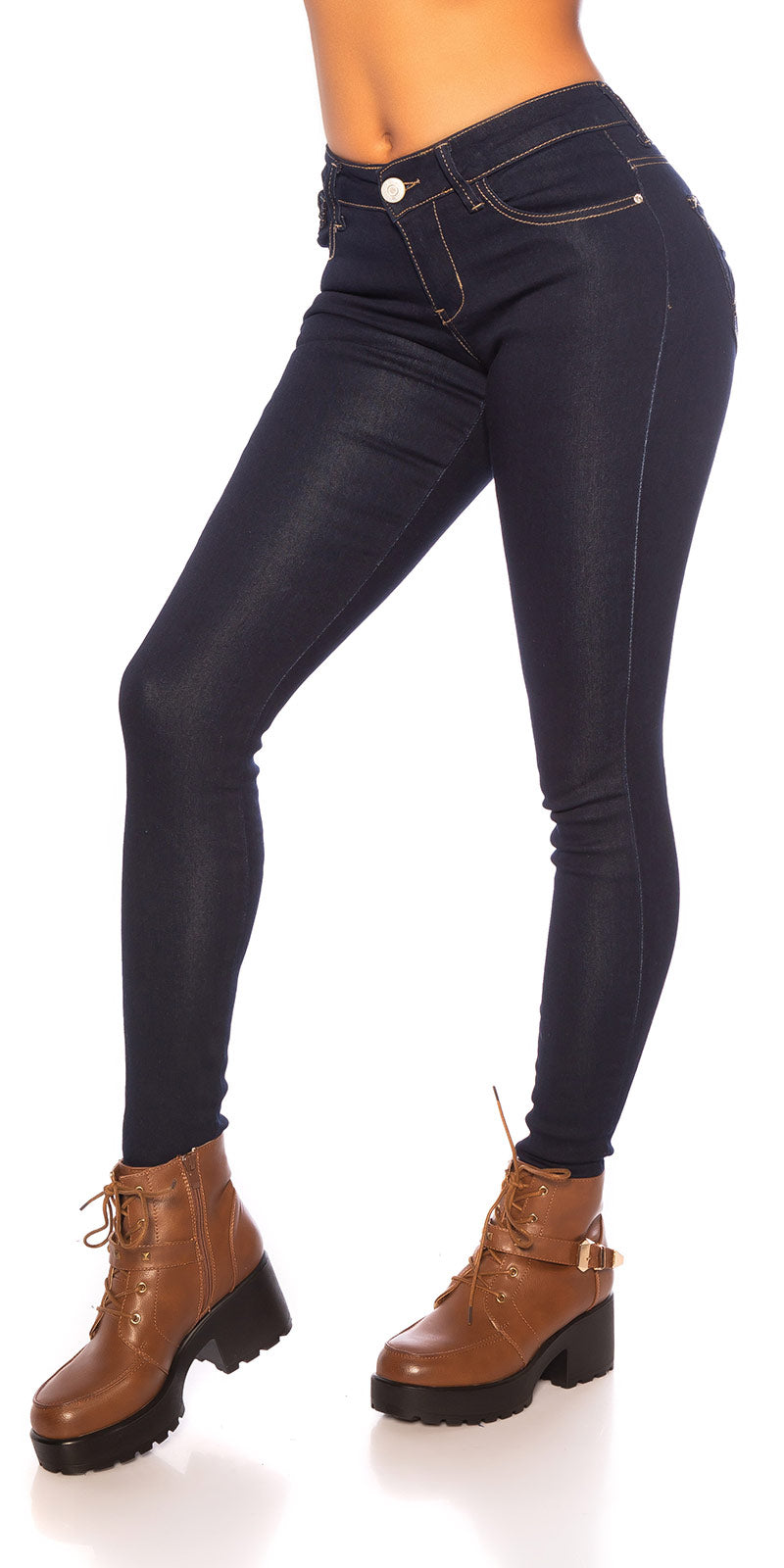 Seksowne jeansy skinny z kokardą