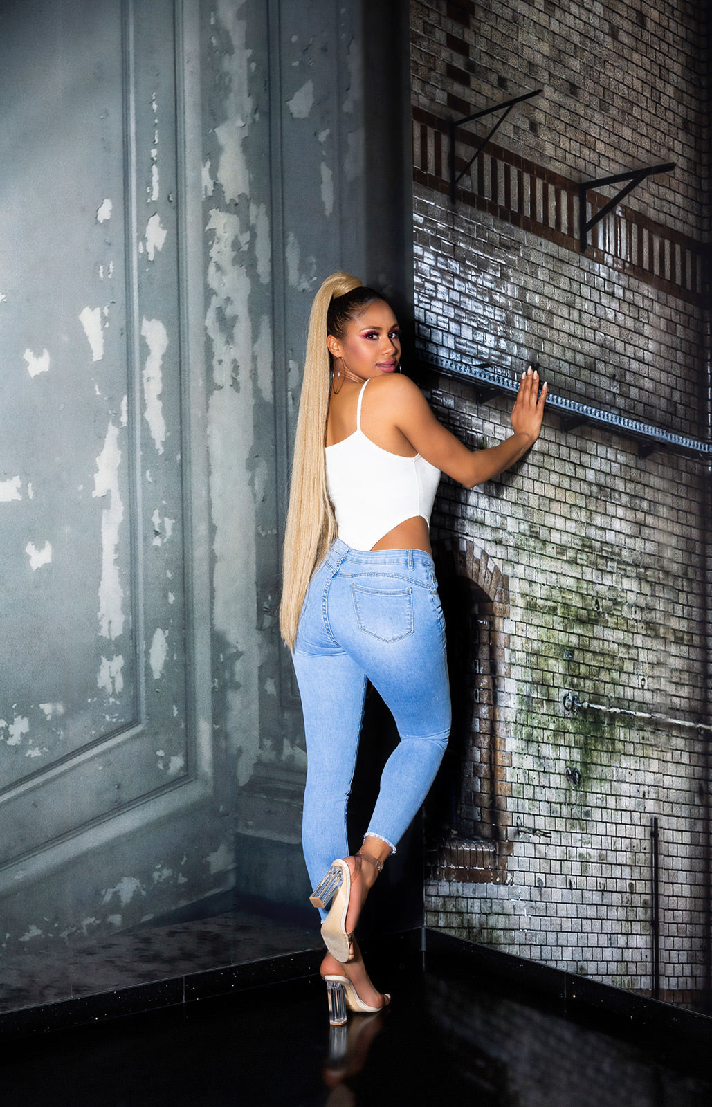 Seksowne jeansy Skinny Jeans z nadrukiem