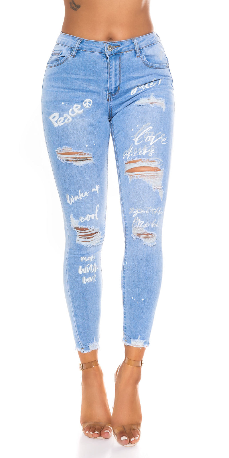 Seksowne jeansy Skinny Jeans z nadrukiem