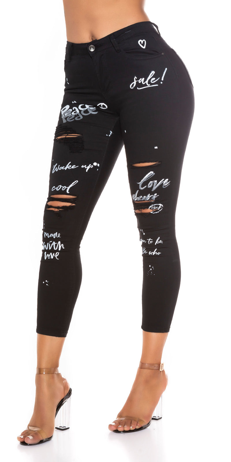 Seksowne jeansy Skinny Jeans z nadrukiem