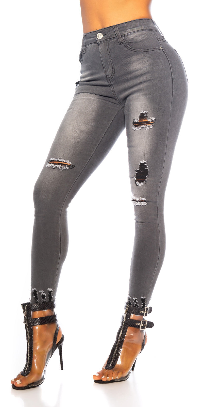 Seksowne jeansy skinny z przetarciami