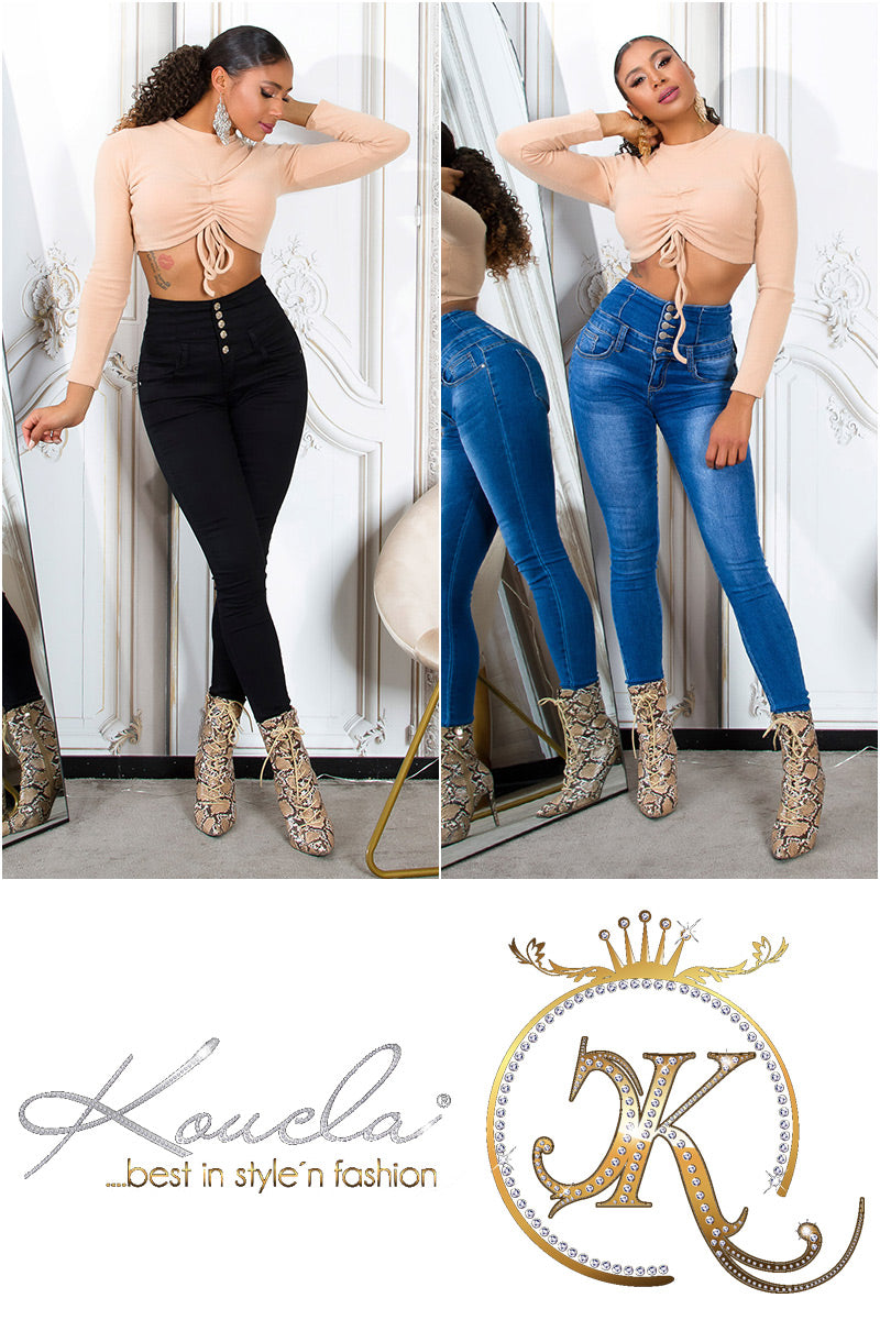 Seksowne jeansy skinny z wysokim stanem