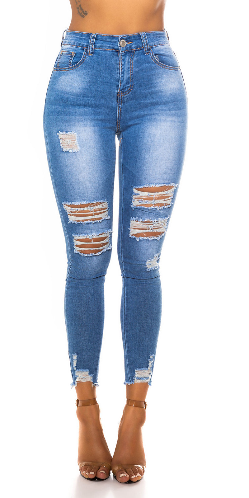 Seksowne jeansy Skinny Used Look