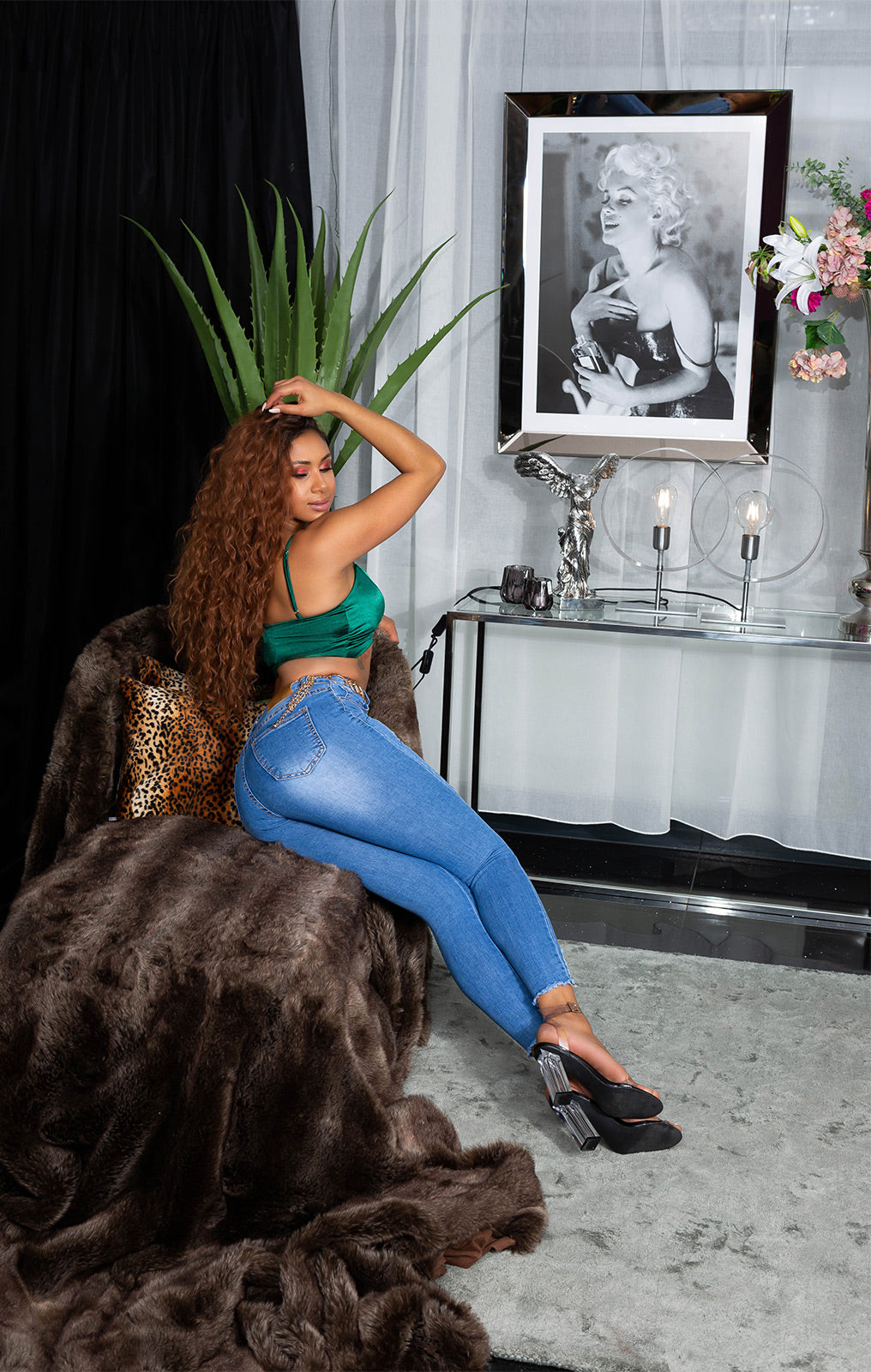 Seksowne jeansy Skinny Used Look