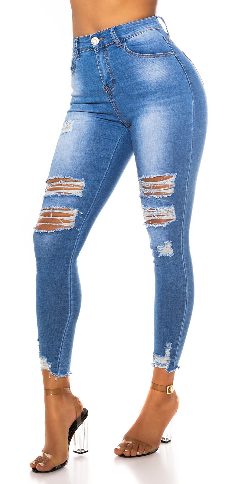 Seksowne jeansy Skinny Used Look