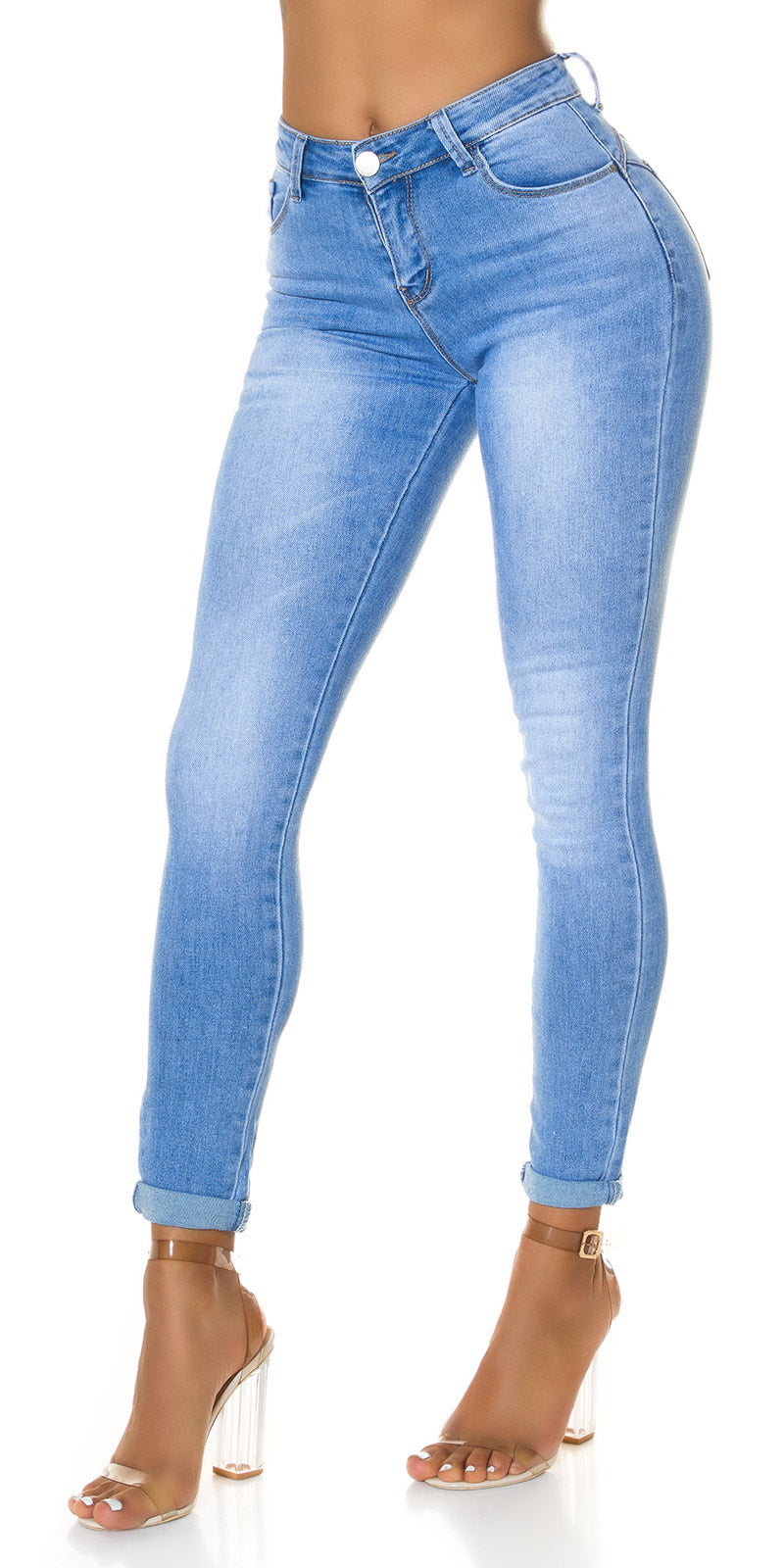 Modne jeansy push up z wysokim stanem