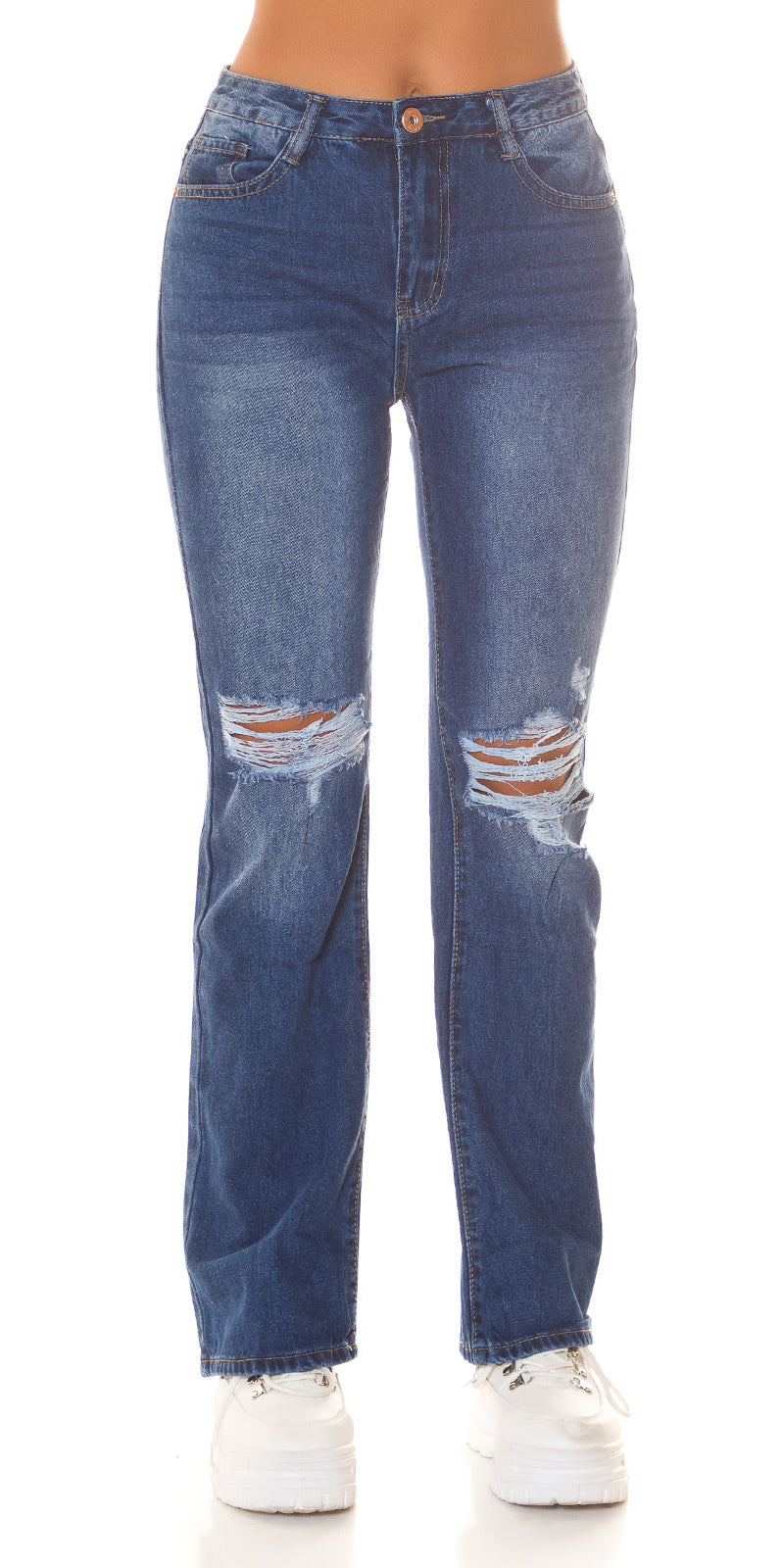 Seksowne jeansy Bootcut z wysokim stanem