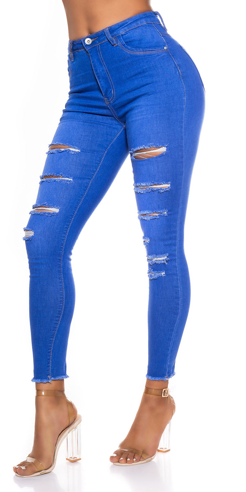 Seksowne jeansy skinny z przetarciami