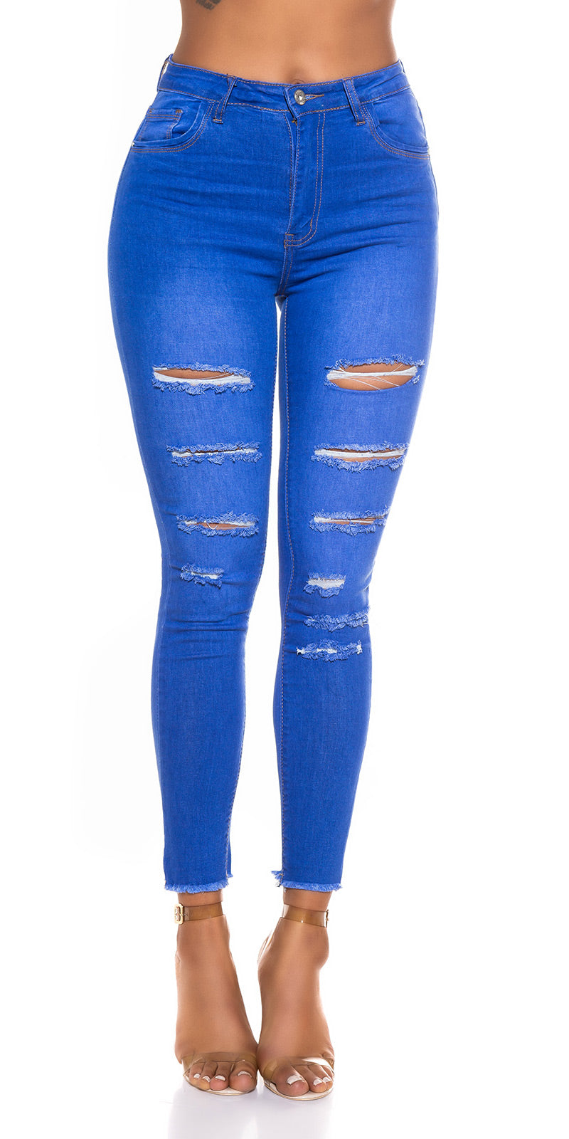 Seksowne jeansy skinny z przetarciami