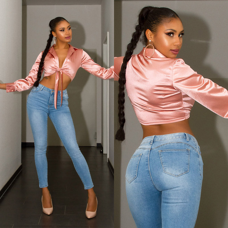 Modne jeansy skinny z podstawowym stanem push up
