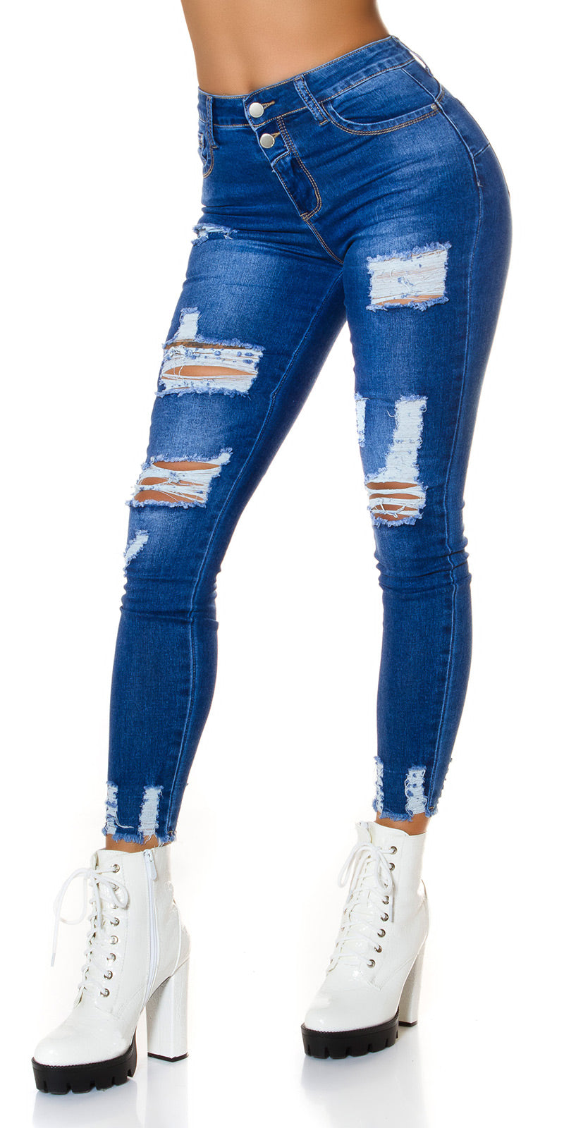 Seksowne jeansy skinny z wysokim stanem