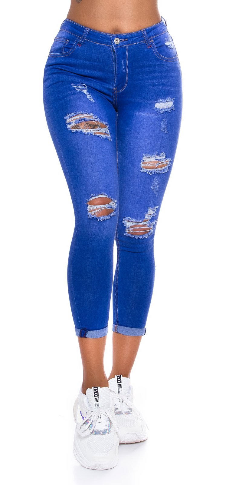 Seksowne dżinsy super skinny z przetarciami