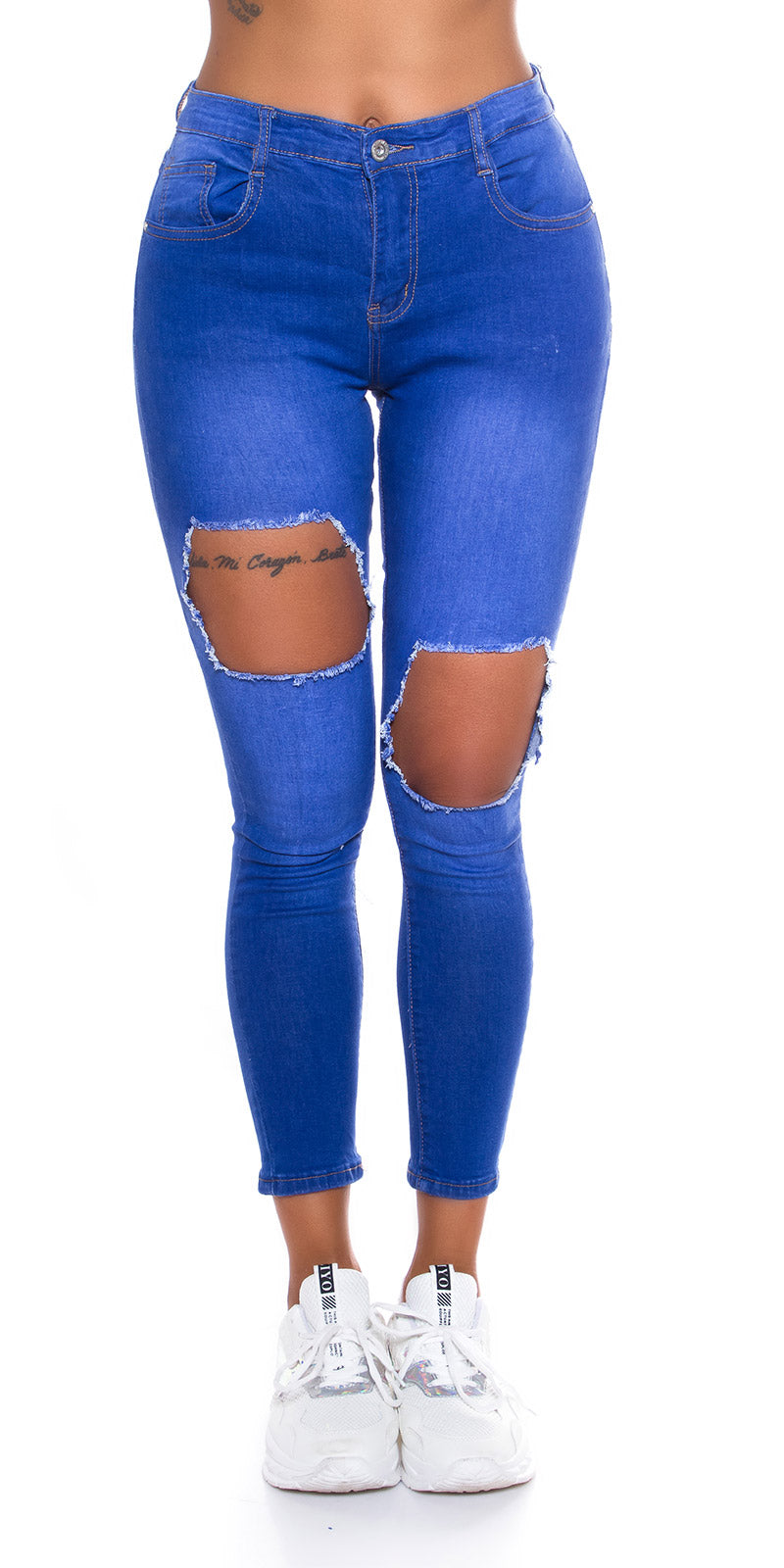 Seksowne jeansy Skinny Fit z wycięciami