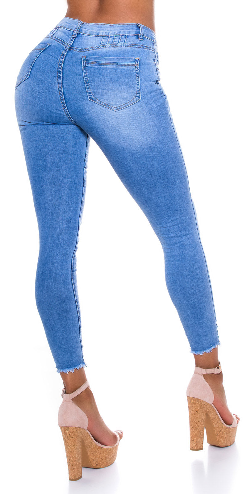 Seksowne jeansy Skinny Fit z podartym szwem