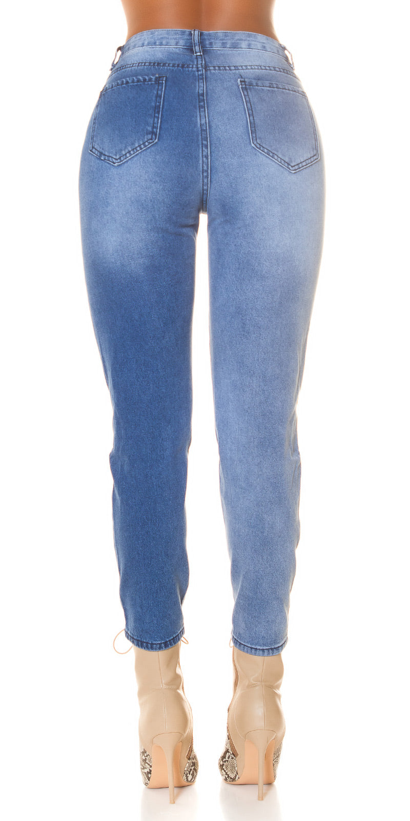Seksowne dwukolorowe jeansy Mom Jeans z wysokim stanem