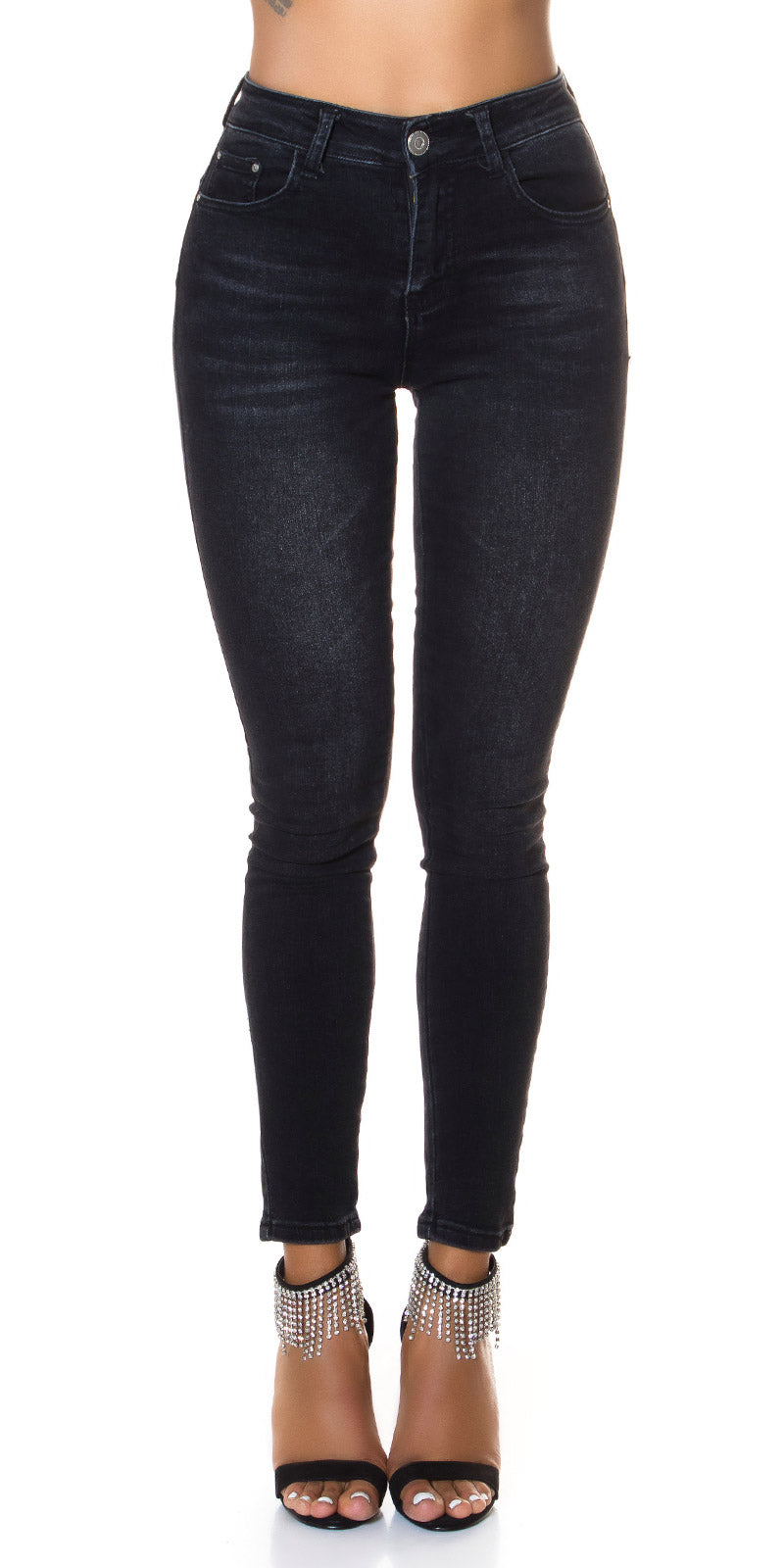 Seksowne jeansy Skinny Jeans push up z ciemnego denimu